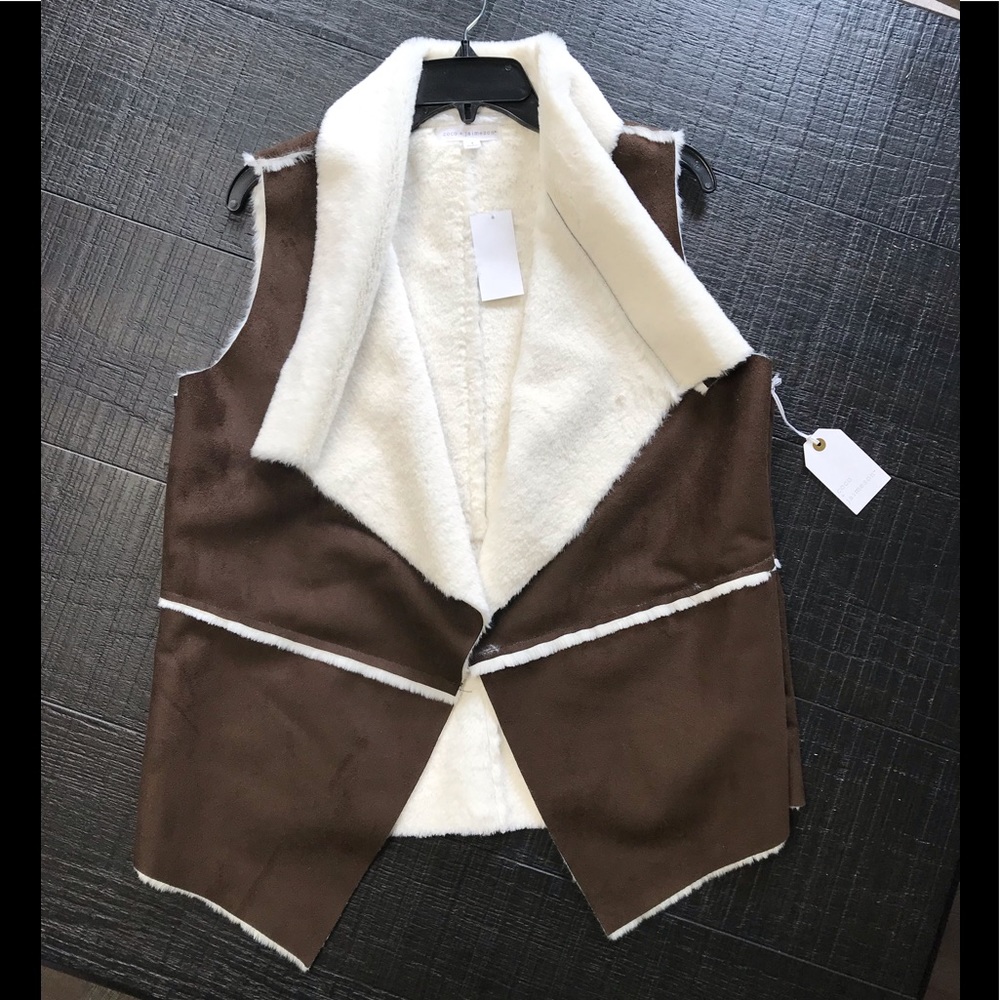 Dark Brown Faux Suede Vest